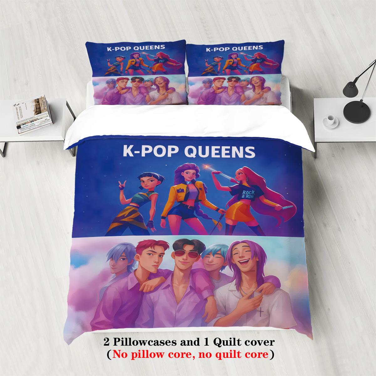 

KPOP Мисливці на демонів Постільна білизна Розмір Квін Кінг ЄС Односпальний Ковдра Покривало на ліжко Комплекти підковдр з наволочками Для дівчат на день народження US Twin(172x218cm)