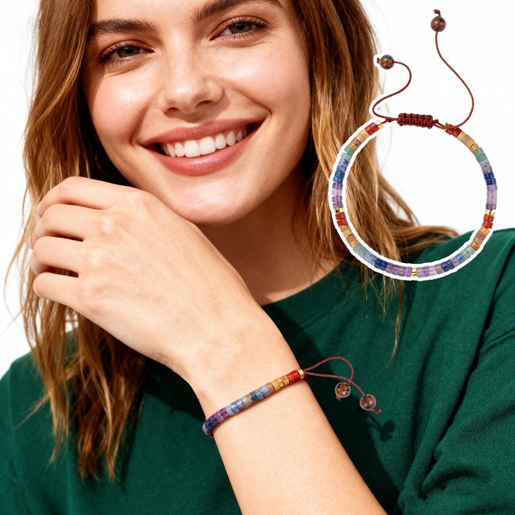 Natural Stone Spacer Colorful Bracelet Exquisite Energy Stone Inspirational Crystal Stone Bracelet Gift