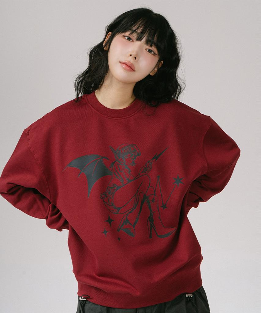 NET SOCIAL CLUB Costume Play Girl Sweatshirts (Burgundy)