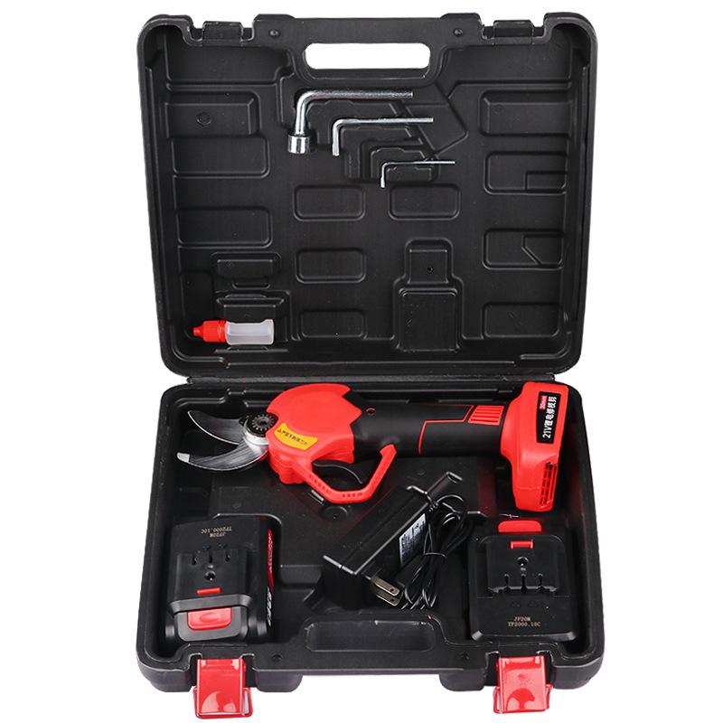 21V Lightweight Electric Pruning Shears with Two Batteries & Charger, 30MM Branch Capacity, Powerful Lithium Battery for Fruit Trees