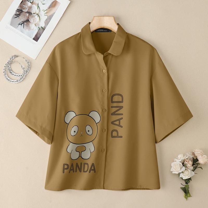 ZANZEA Women Turn Down Collar Summer Casual Short Sleeve Print Blouse