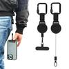 Zatahovací poutko na telefon s klipem na opasek 60cm ocelové lanko klip na telefon proti krádeži a pro hands-free použití univerzální venkovní dobrodružné příslušenství pro telefon