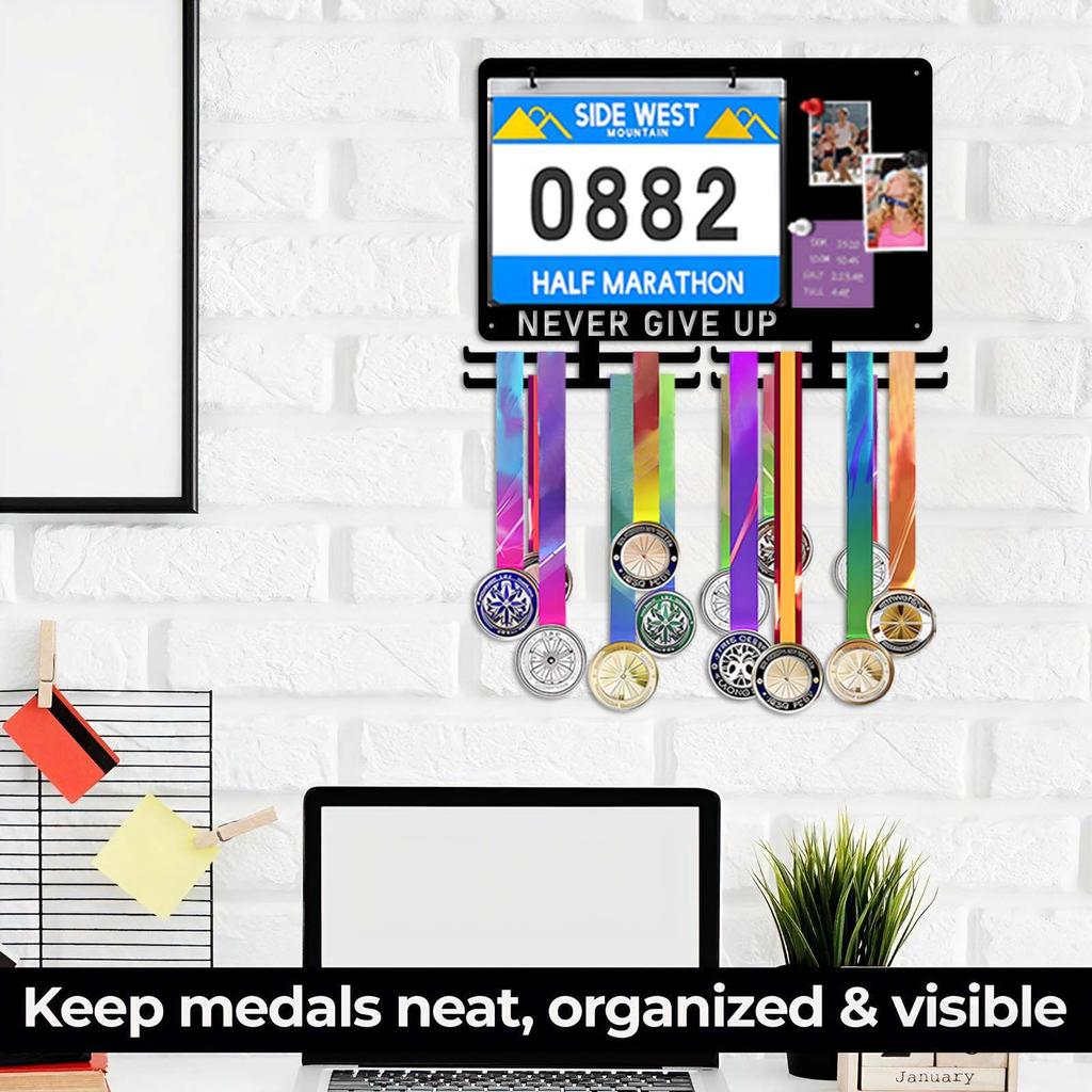 Decorative Wall-Mounted Display Rack with Hooks for Awards and Keys