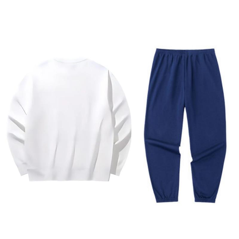 Anta Letter Print Loose Round Neck Sweatshirt Elastic Waist Cuffed Fleece Long Pants Casual Sports Suit 152448706N-1+952517307N-2