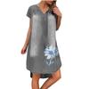 Fashion Women's Casual Printed V-Neck Short Sleeve Knee Length Denim Dress