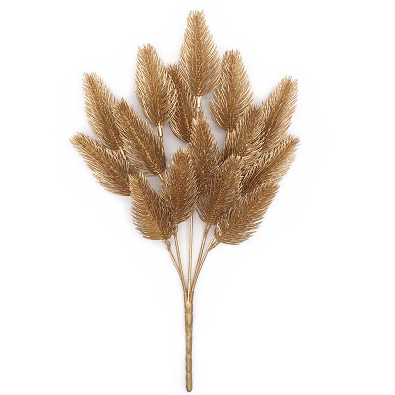 

Искусственные Золотые и Серебряные Растения Лист Рождественский Декор Цветочная Композиция Блестящая Пудра Искусственная Пальмовая Ветвь Рождественский Домашний Декор