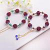 Natural garnet bracelet, multi-circle fashion pomegranate jewelry, garnet grape tourmaline woven exquisite ball