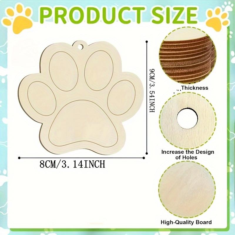 20pcs Hand-Drawn Wooden Paw Print Ornaments, Versatile Celebration Decor, DIY Paintable Christmas Tree Holiday Party Decorations