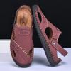 Fashion New Handmade Summer Sandals Men Breathable Leather Shoes Man Outdoor Men Sandals Antiskid Beach Sandals Hollow Shoes Fashion