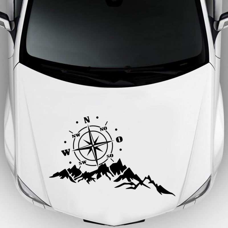 1pc Vinyl Car Stickers and Decals Mountains Compass Navigation Graphic Sticker Vehicle hood Car Body