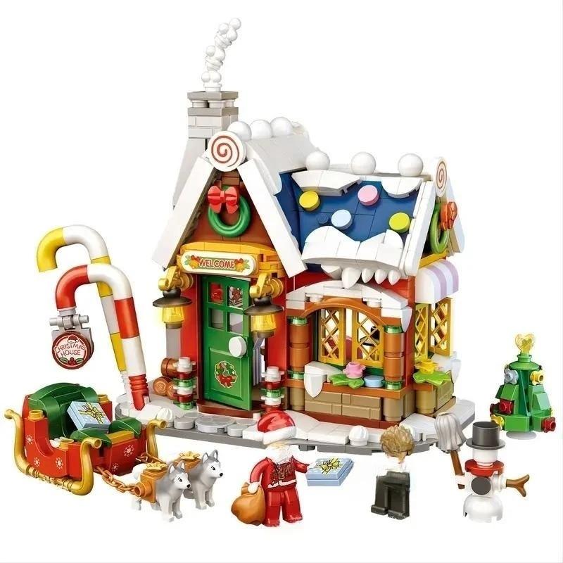 Forest House Building Blocks Snowman Cabin Toy Model Bricks Holiday Decoration Kids DIY Toys Unique Holiday Gift