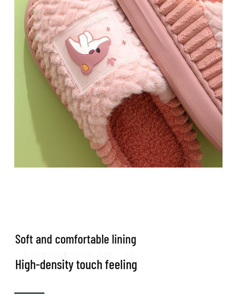 Men's Winter Cotton Slippers - Cozy Indoor, Anti-Slip, Thick Sole, Velvet-Lined, Warm Furry Design for Couples