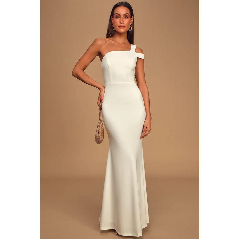 

One Shoulder Sexy off-Shoulder Flattering Party Sling White XL