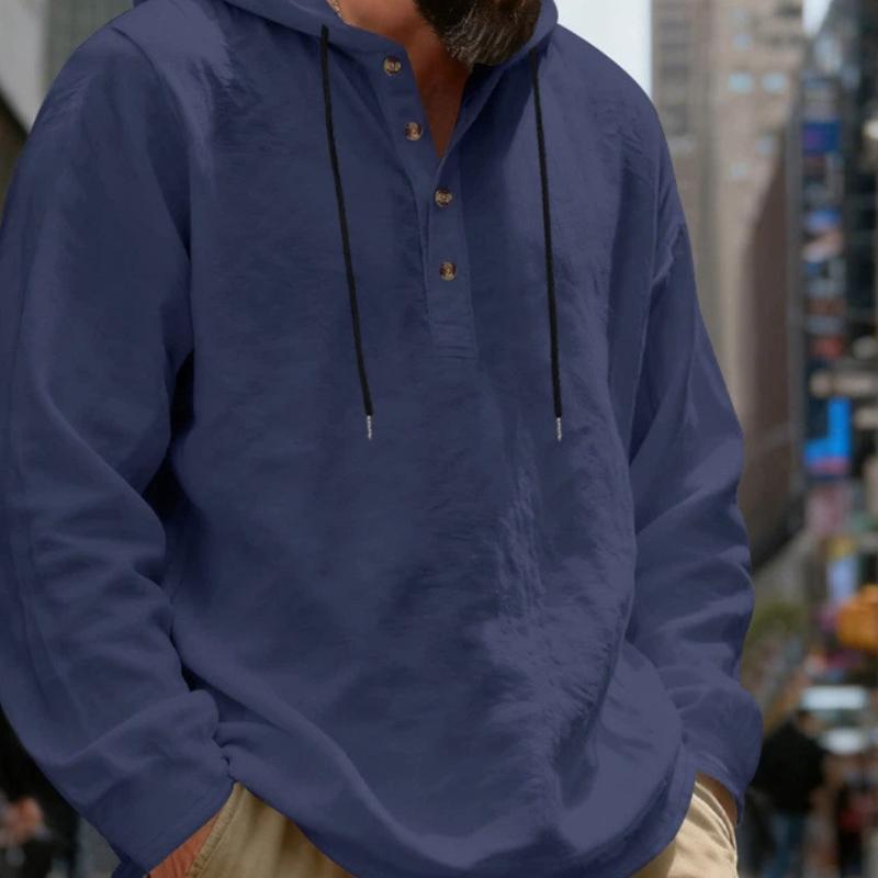 Spring and Autumn New Loose Linen Men's Breathable Hooded Long-sleeved Beach Casual Hoodie