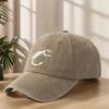 Fishhook Creative Design Pattern Printed Baseball Cap Fishing Hat Washed Retro Peaked Cap Sweat-absorbent and Breathable Hat