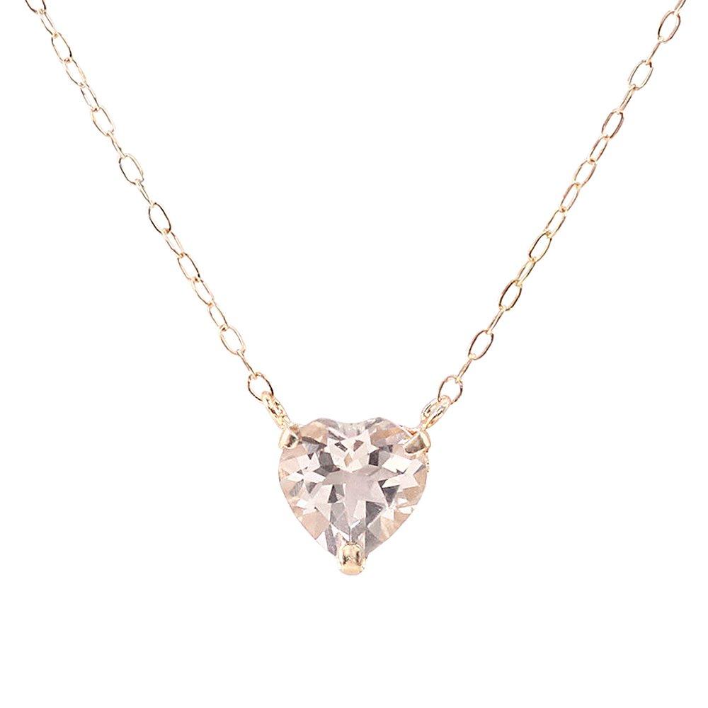 Barzaz 18K Pink Gold Necklace with Morganite Natural April Birthstone Chain Length Heart, Stone, (40cm Available)