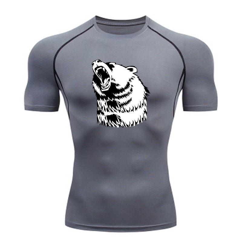 Men's Compression Athletic Workout T-Shirt, Roaring Bear Pri