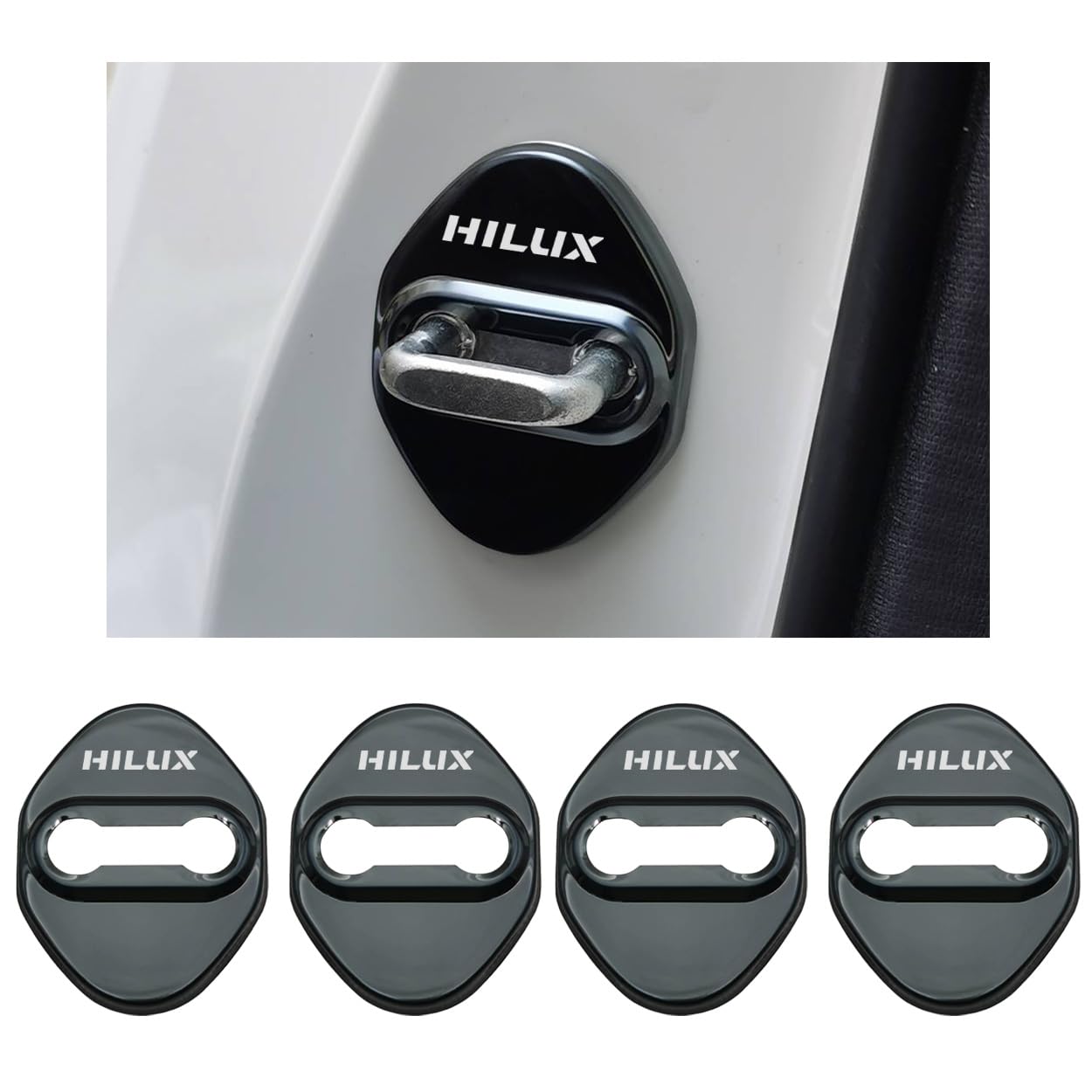 

Haoshilianfa Совместимо с Toyota Hilux GUN125 120 Серии 2017 Накладка на дверной фиксатор Эксклюзивная накладка на дверной замок Накладка из нержавеющей стали Легкая установка чёрный