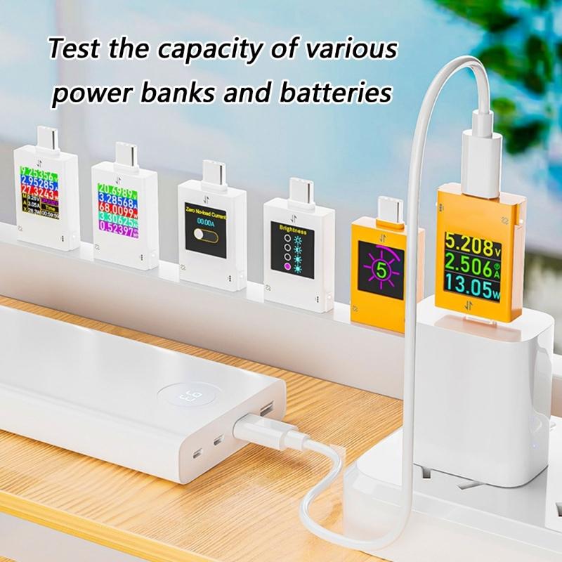 Type C USB Chargers Tester Real Time Voltages Current Monitor LED Screen Accurate for Mobile Devices PowerBanks