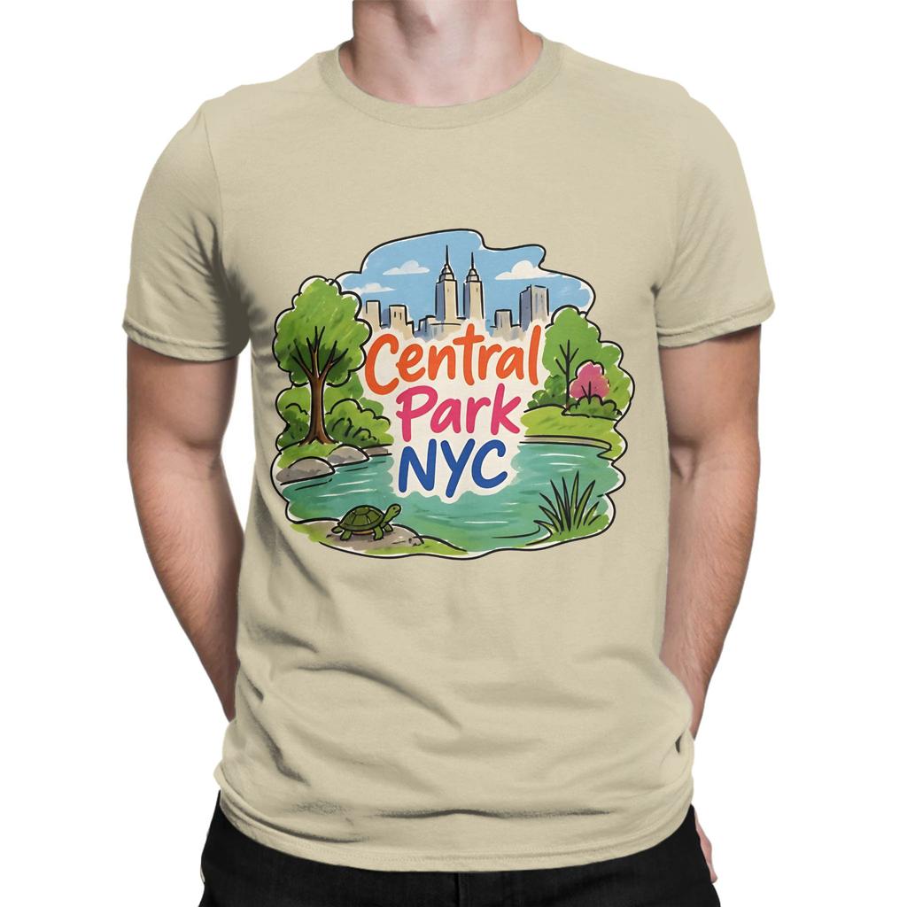Central Park NYC Colorful Landscape Background Turtle Graphic 100 Cotton TShirt central park season 3 Tops Tees For Unisex
