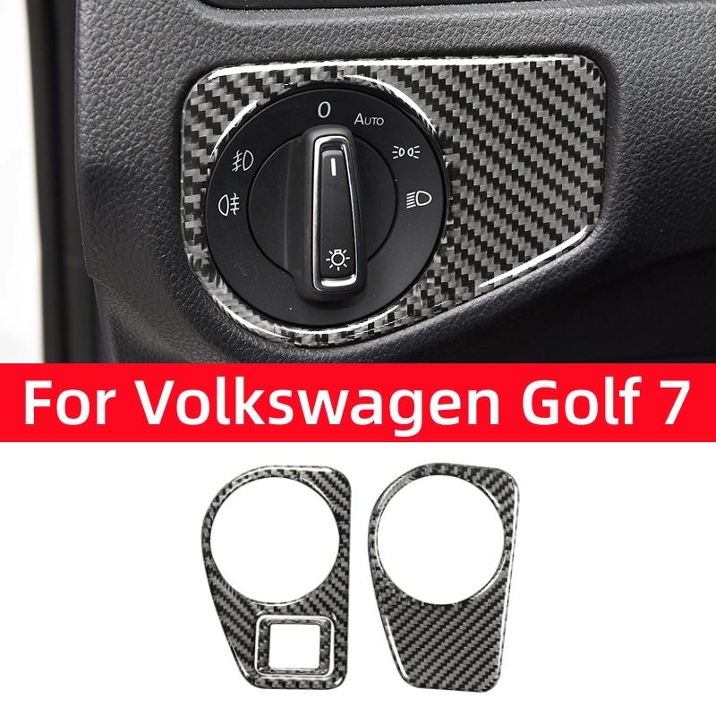 For Volkswagen Golf 7 Gti Mk7 2013- Carbon Fiber Auto Headlight Switch Decoration Frame Cover Trim Sticker Car Accessories