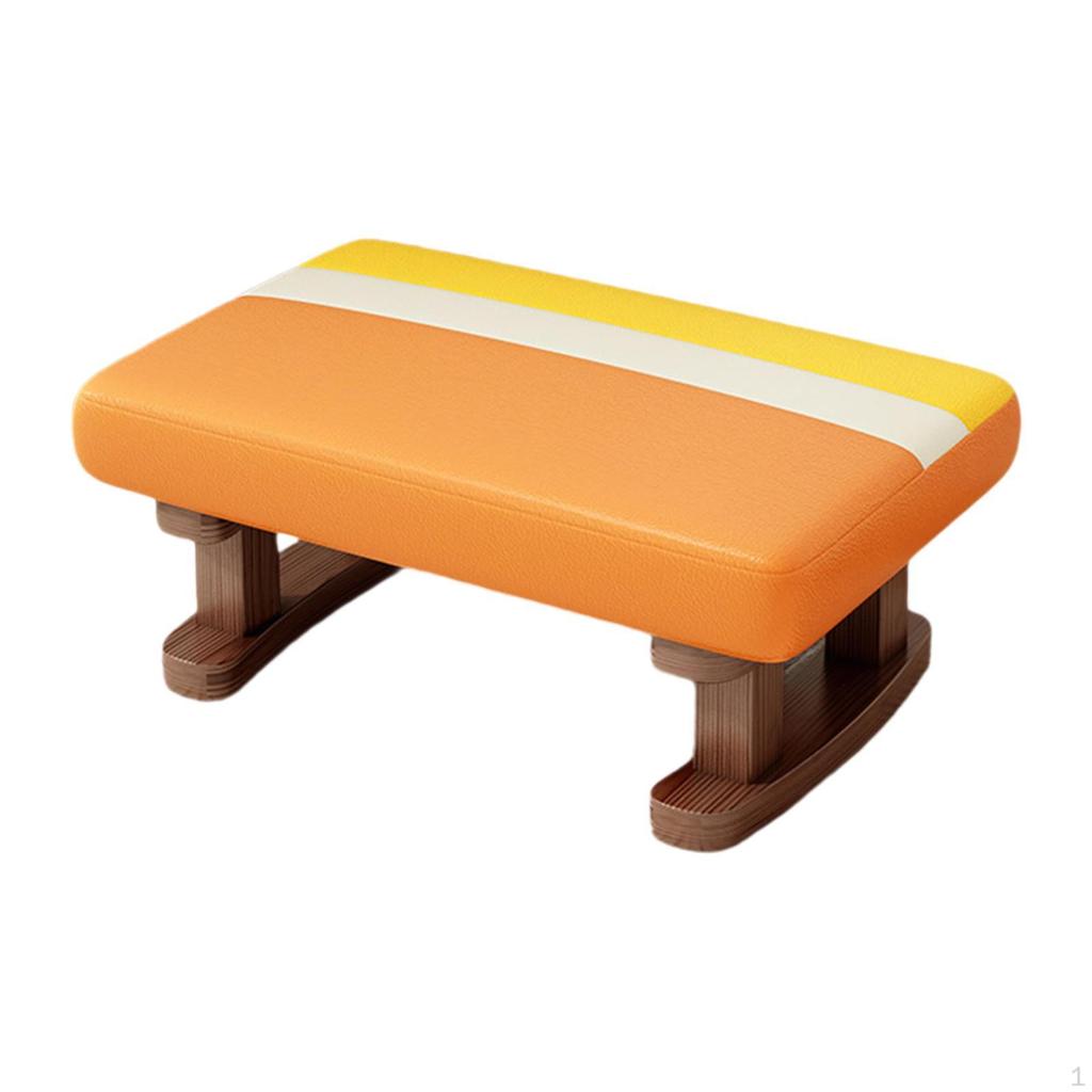 Fußstütze mit Holzbeinen, Kleiner niedriger Hocker, Gepolsterter Fußhocker für Büro, Bett, Schreibtisch, Wohnen, Essen