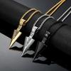 1pc Retro Triangular Spearhead Alloy Arrow Pendant Necklace, Trendy Hip Hop Zircon for Teenagers
