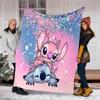 Stitch Love Flannel Fleece Blanket Cozy Warm Throw Blanket For Couch Bed Travel All Season Use