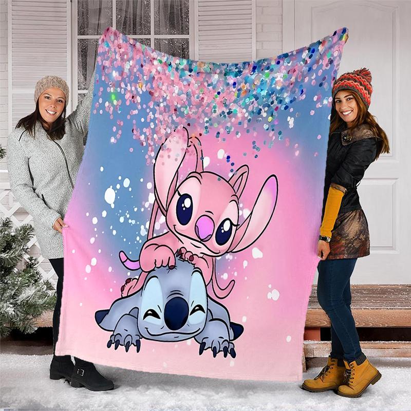 Stitch Love Flannel Fleece Blanket Cozy Warm Throw Blanket For Couch Bed Travel All Season Use