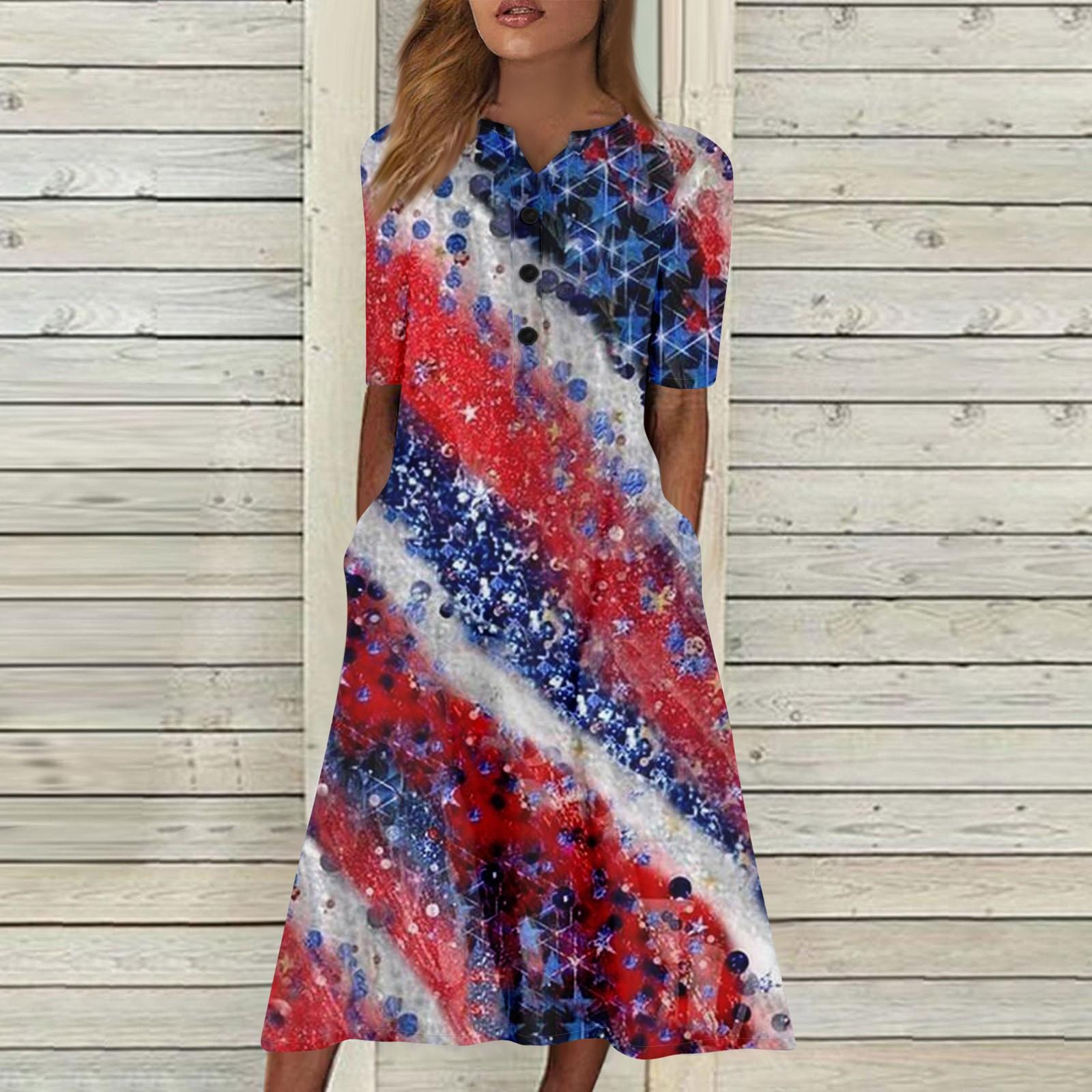 

Женское платье с v-образным вырезом и короткими рукавами, повседневное платье с принтом и карманами XL красный