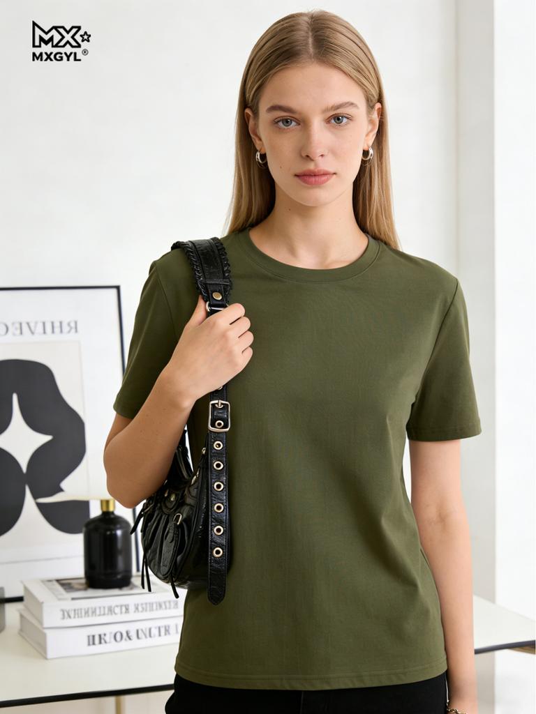 Women T-shirts 2026 Summer Tops Solid Short Sleeve Loose O-neck Casual Ladies Shirts Harajuku Korean Woman Tshirts