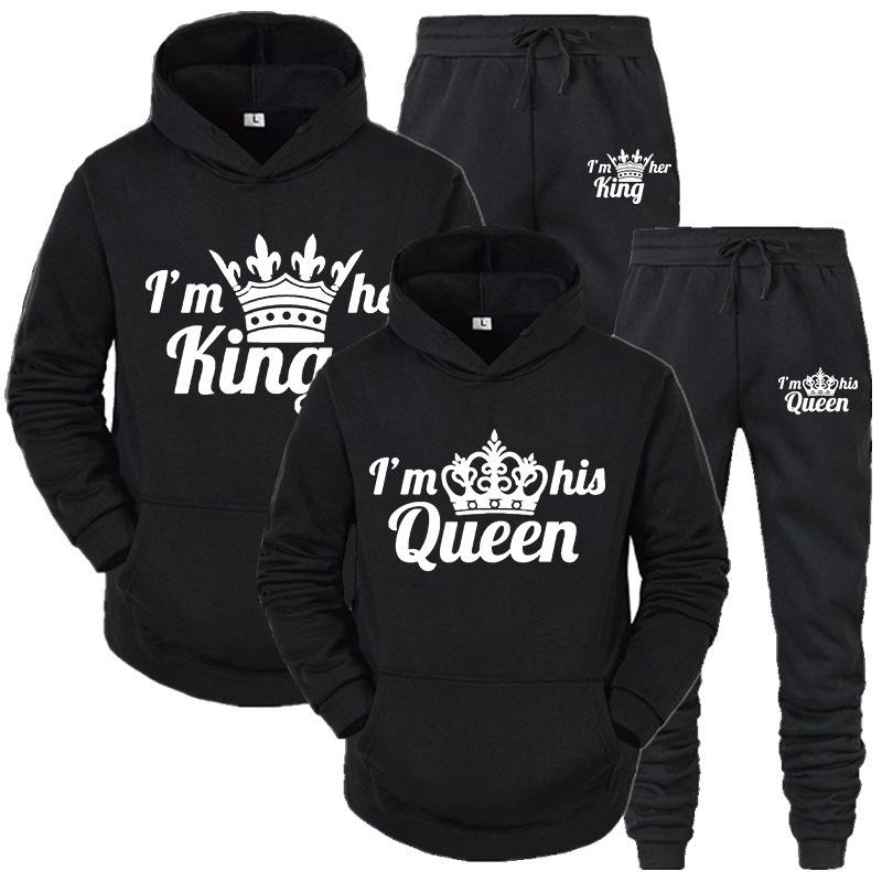 KingQueen Unisex Couple Hoodie & Sweatpants Set - Casual Sportswear
