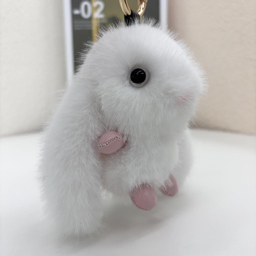 High-End Plush Rabbit Keychain & Backpack Accessory