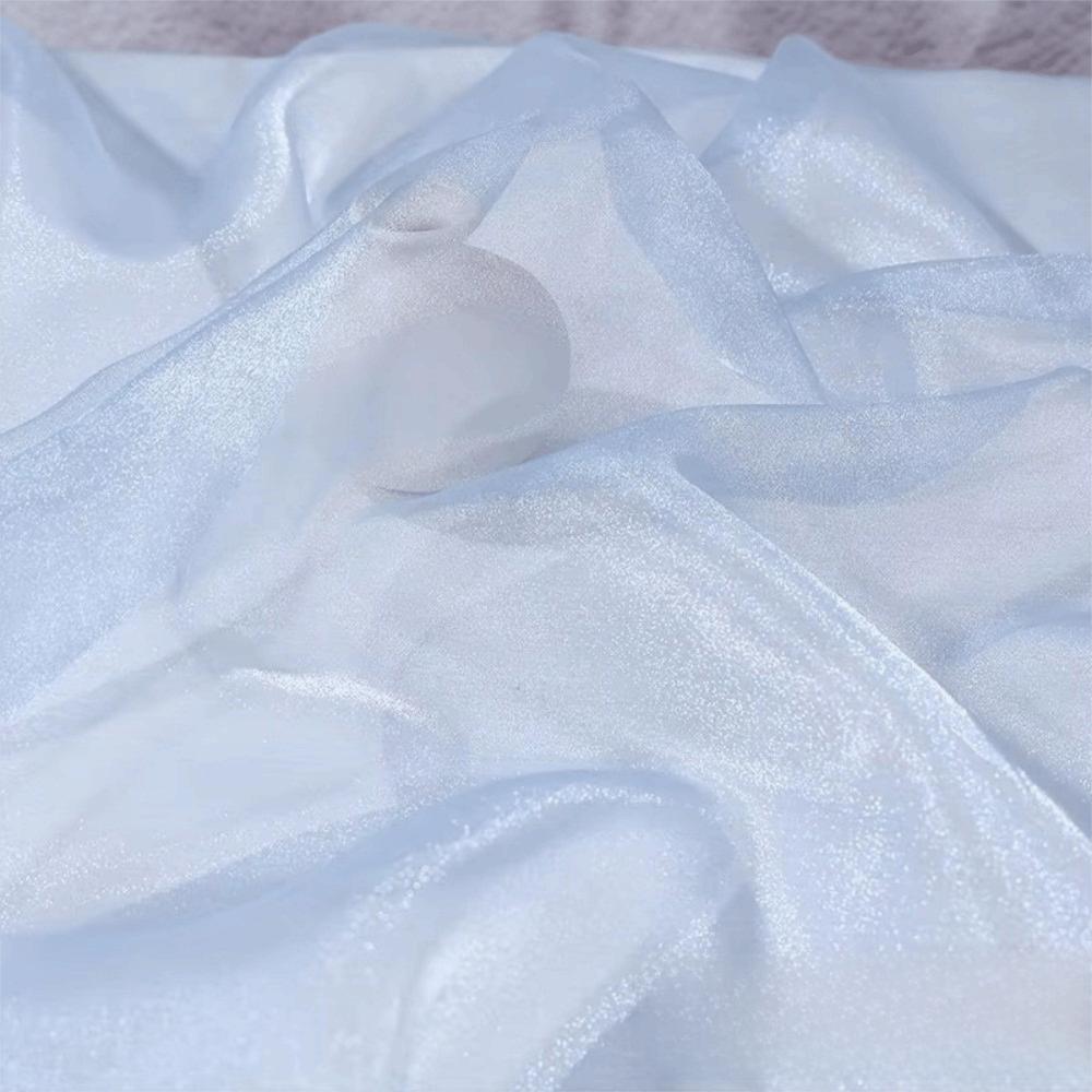 

Мягкий тюль 100*140см Флуоресцентные ткани органза Блестящая ткань органза Декор для сцены свадьбы светло-синий