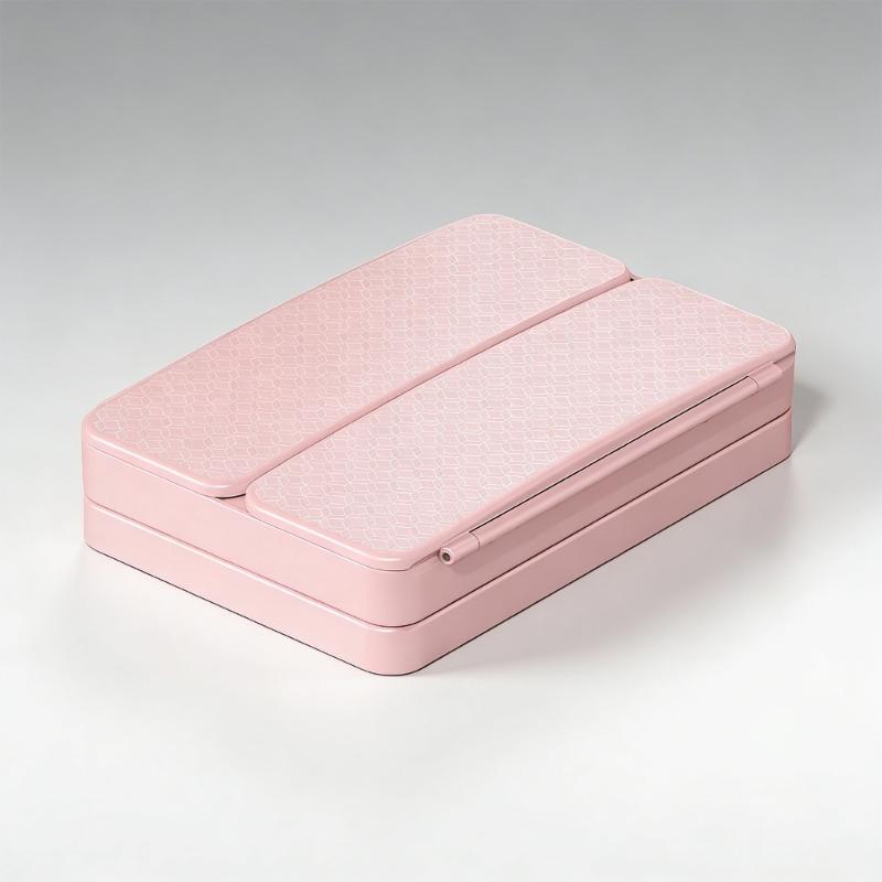 Folding LED Beauty Mirror With Extendable Structure And Rechargeable LED Lights Ideal For Small Space ABS Construction