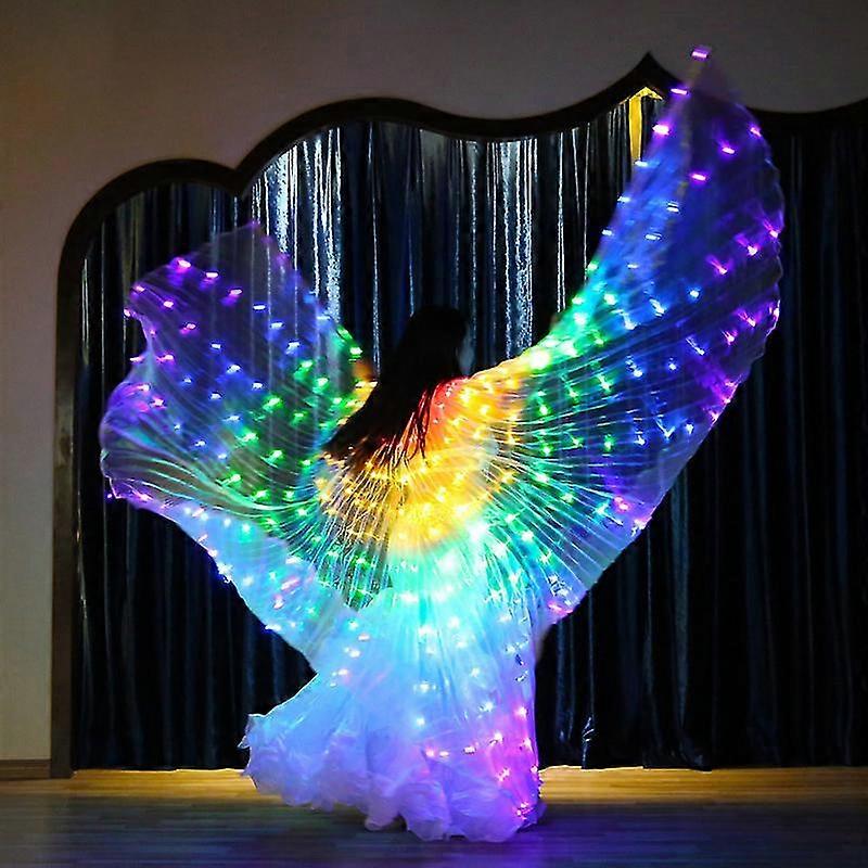 Ruoru Rainbow Color Alas Angle Led Wings Adult Led Costume Circus Led Light Luminous Costumes Party Show Isis Wings Dancewear