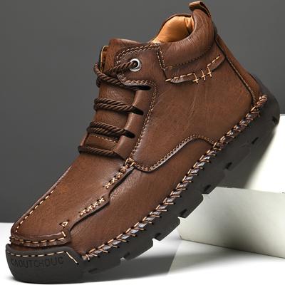 Handmade Split Leather Boots Men Shoes Comfortable Ankle Boots for Men Casual Shoes Large Size Tooling Shoes