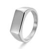 Vintage Titanium Steel Ring for Men Simple Rectangular Design Retro Distressed Finish Jewelry