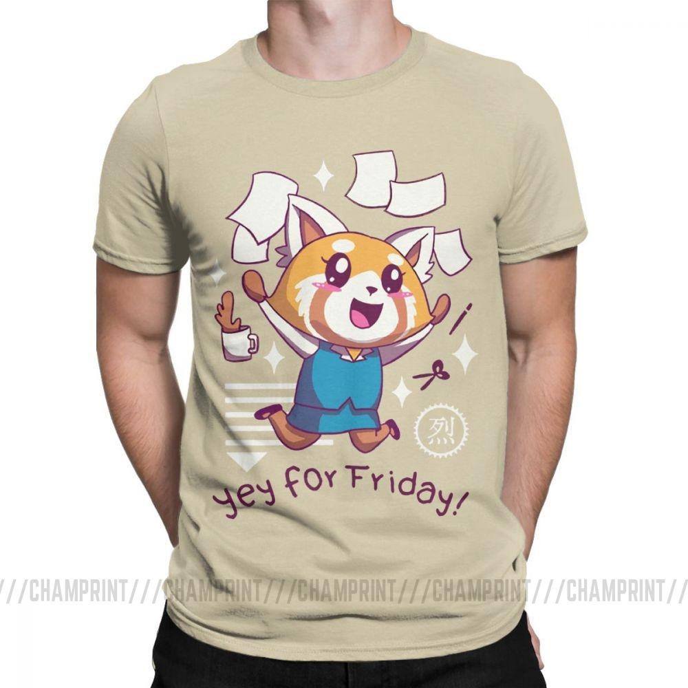 Aggretsuko Tee Shirt Aggressive Retsuko Yey For Friday Happy Weeken T Shirt For Men 100 Cotton