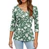 Women's T Shirt Tee Print Button 3/4 Sleeve Daily Weekend Fashion Basic V Neck Regular Top
