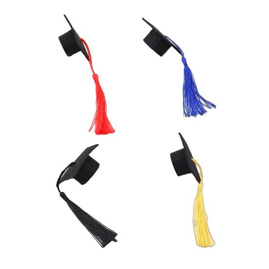 Mini Felt Graduation Cap Tassel Set DIY Party Decor for Bottles Cupcakes Cake Toppers Wine Bottle Accessories for Graduation Ceremony Photo Props