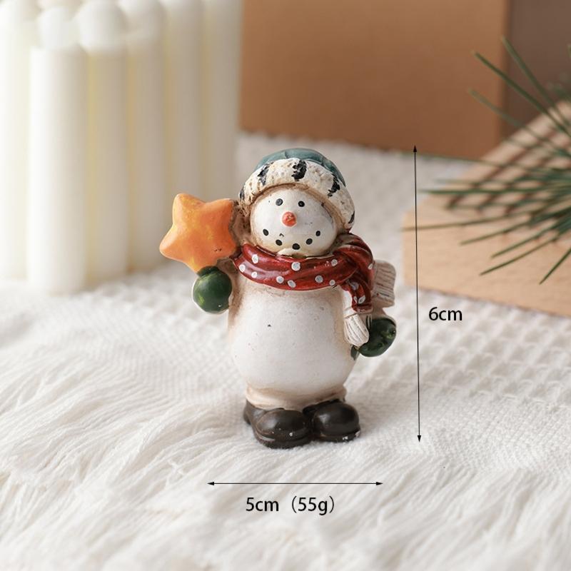 Christmas Resin Figurine Snowman Santa Statue Ornament for  Living Space Table Decoration Resin Craft Present