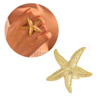 Multipurpose Ocean Themed Starfish Adjustable Rings Jewelry Accessory for Nature Loving Women and Beach Enthusiasts