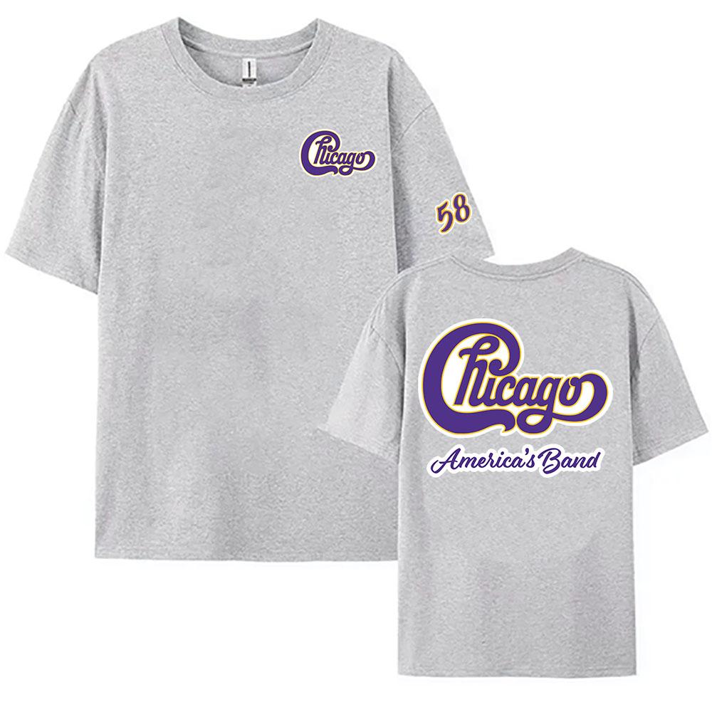 58 Chicago America's Band Printed Tshirt Streetwear Unisex Short Sleeve Cotton Female T-shirt Graphic Printing Tees Women Shirts