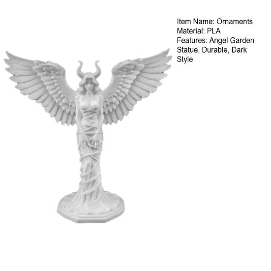 Demon Angel Statue, 3D Printed Wings Matte Texture, Fall-Resistant Ornament for Desk Study Entrance Hall Decoration