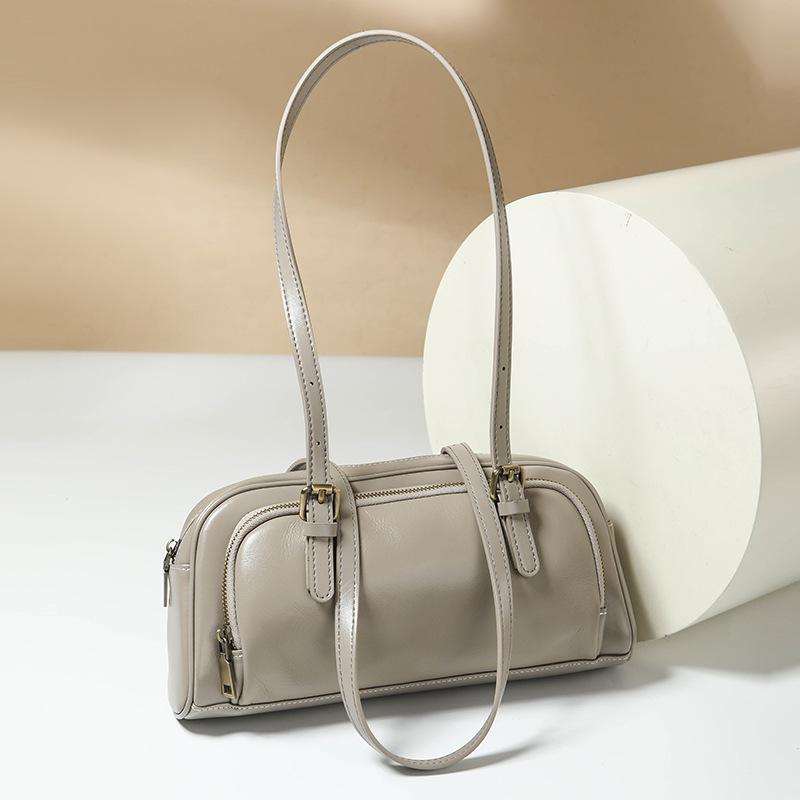Jednoramenní podpažní bageta z vrchní vrstvy kůže, ruční crossbody bowlingová taška