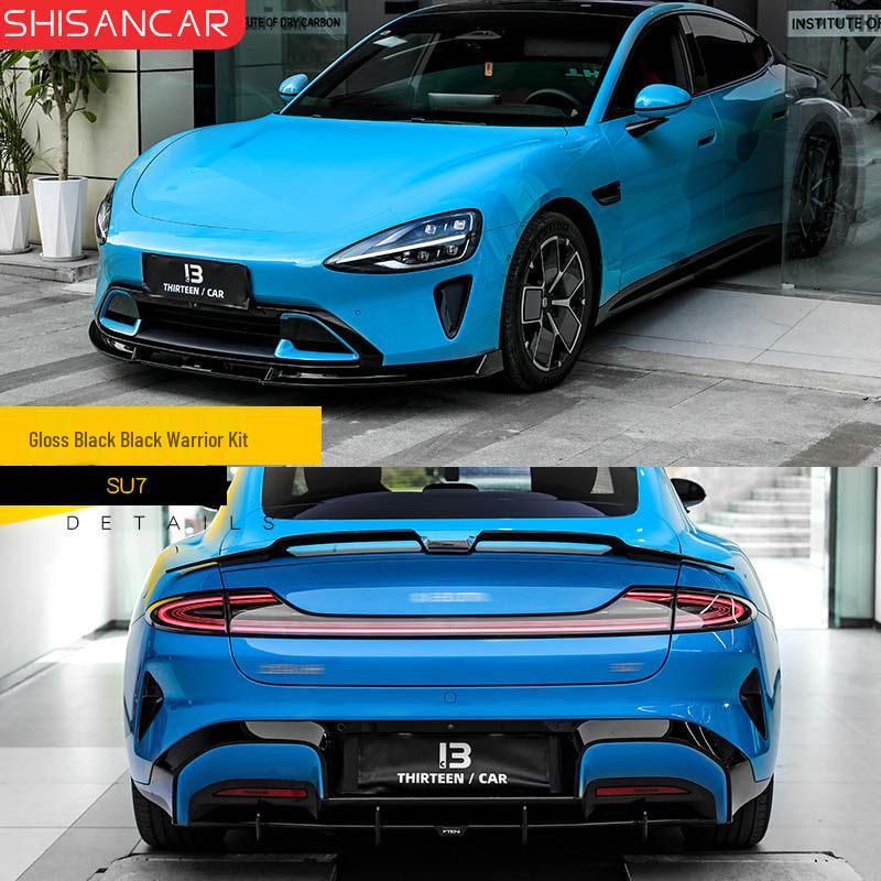 Xiaomi SU7 Car Body Kit: Front Lip, Splitter, Side Skirts, Rear Wing, Carbon Fiber Exterior.