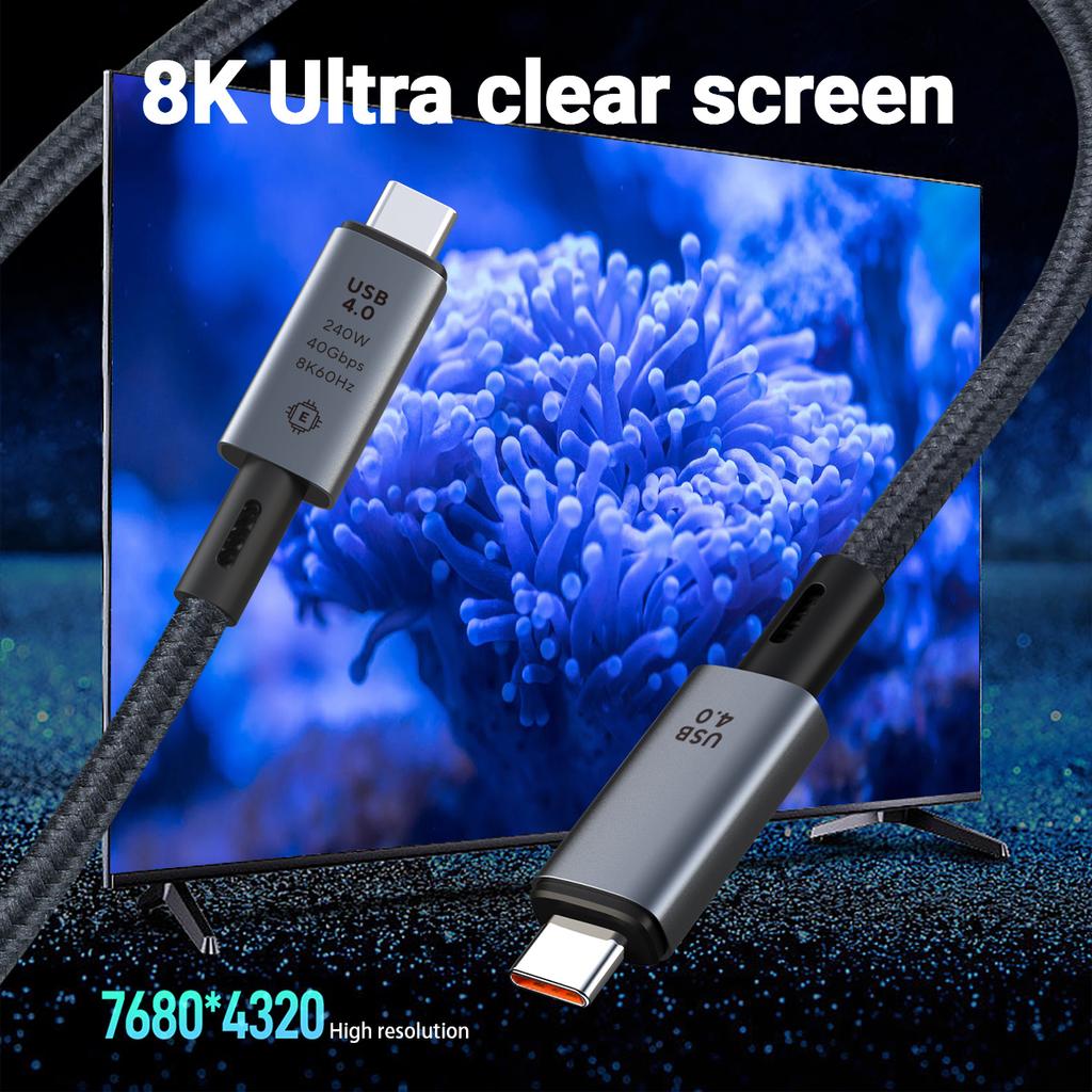 240W USB C To Type C PD Fast Charging Cable 8K 60Hz 40Gbps Data Transfer Cord for 15 16 17 Samsung Huawei Macbook
