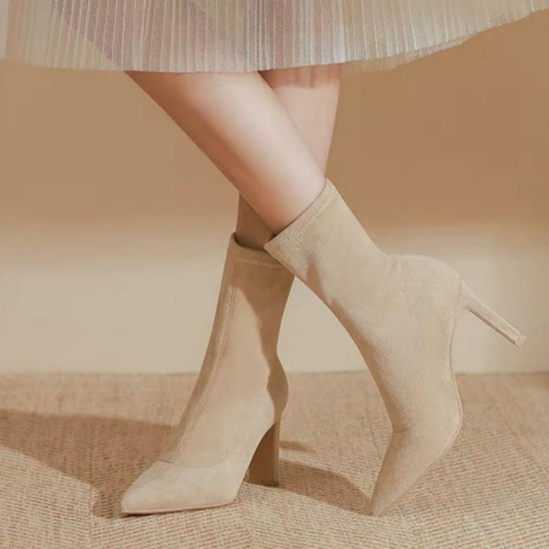 Sexy Sock Boots Suede Stretch Boots High Heels Boots  for Women Fashion Shoes 2025 Spring Autumn Ankle Boots Female 5145