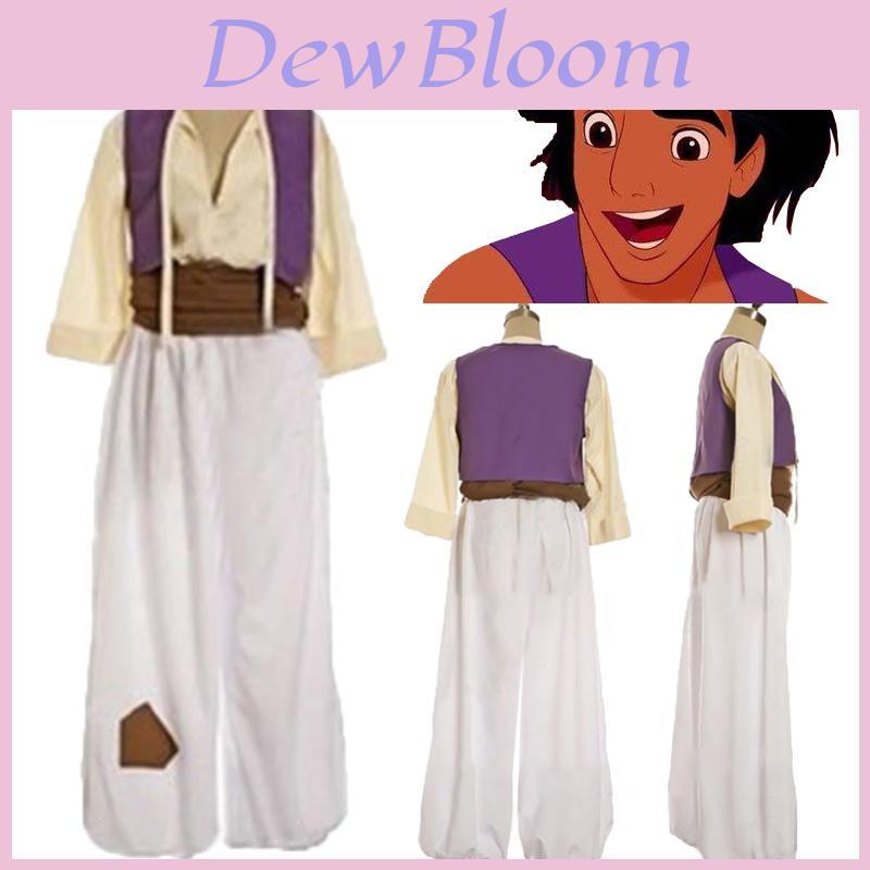 Enchanting Mens Adult Prince Aladdin Cosplay Costume Outfit With Elegant Hat